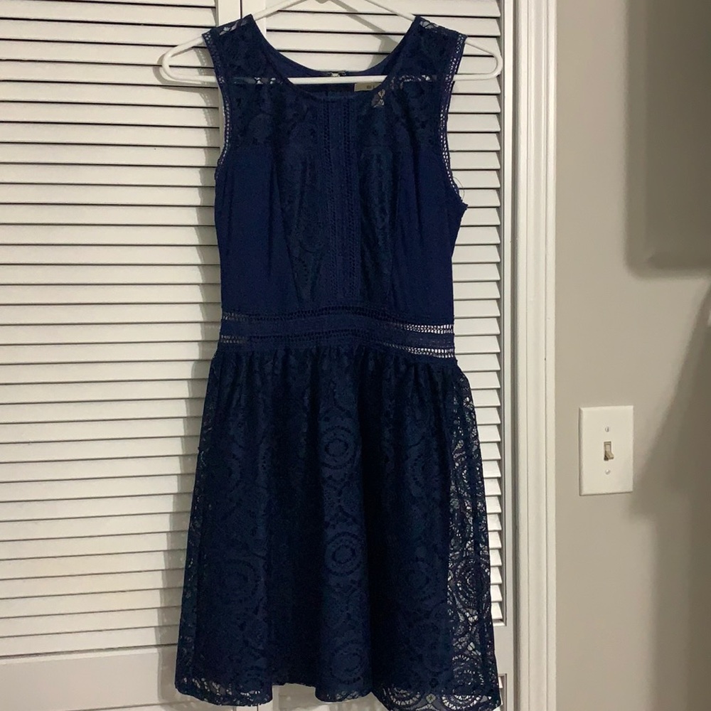 Francesca’s Miami Navy Blue Lace Dress